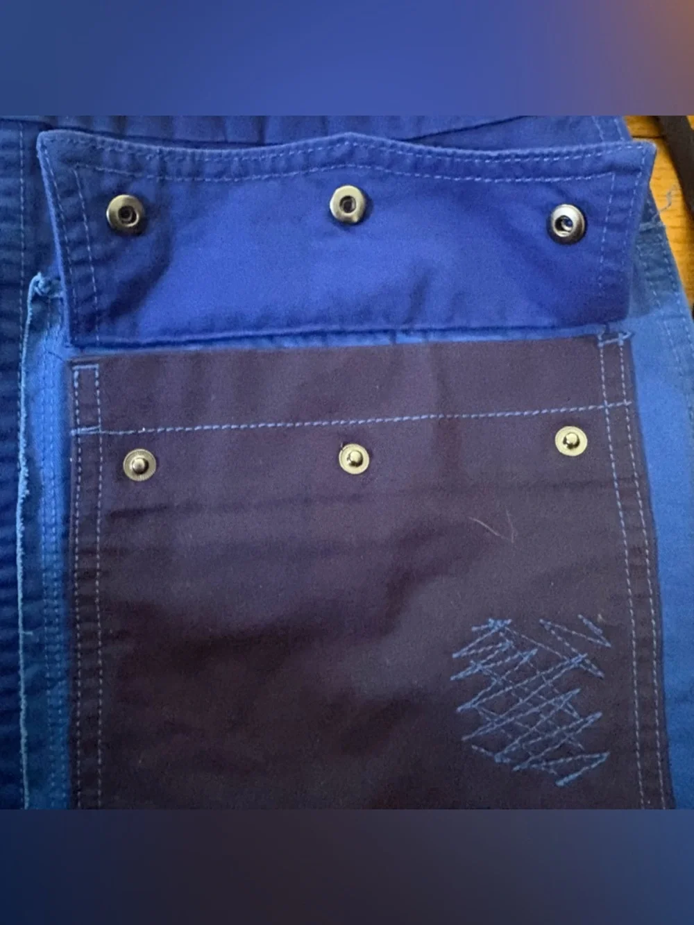 Zadig & Voltaire Utility Mini Skirt Blue Cargo Snap Pocket Raw Hem Size Small